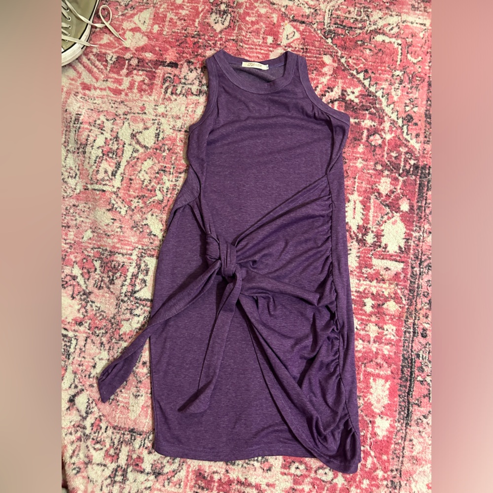 purple bodycon tie dress